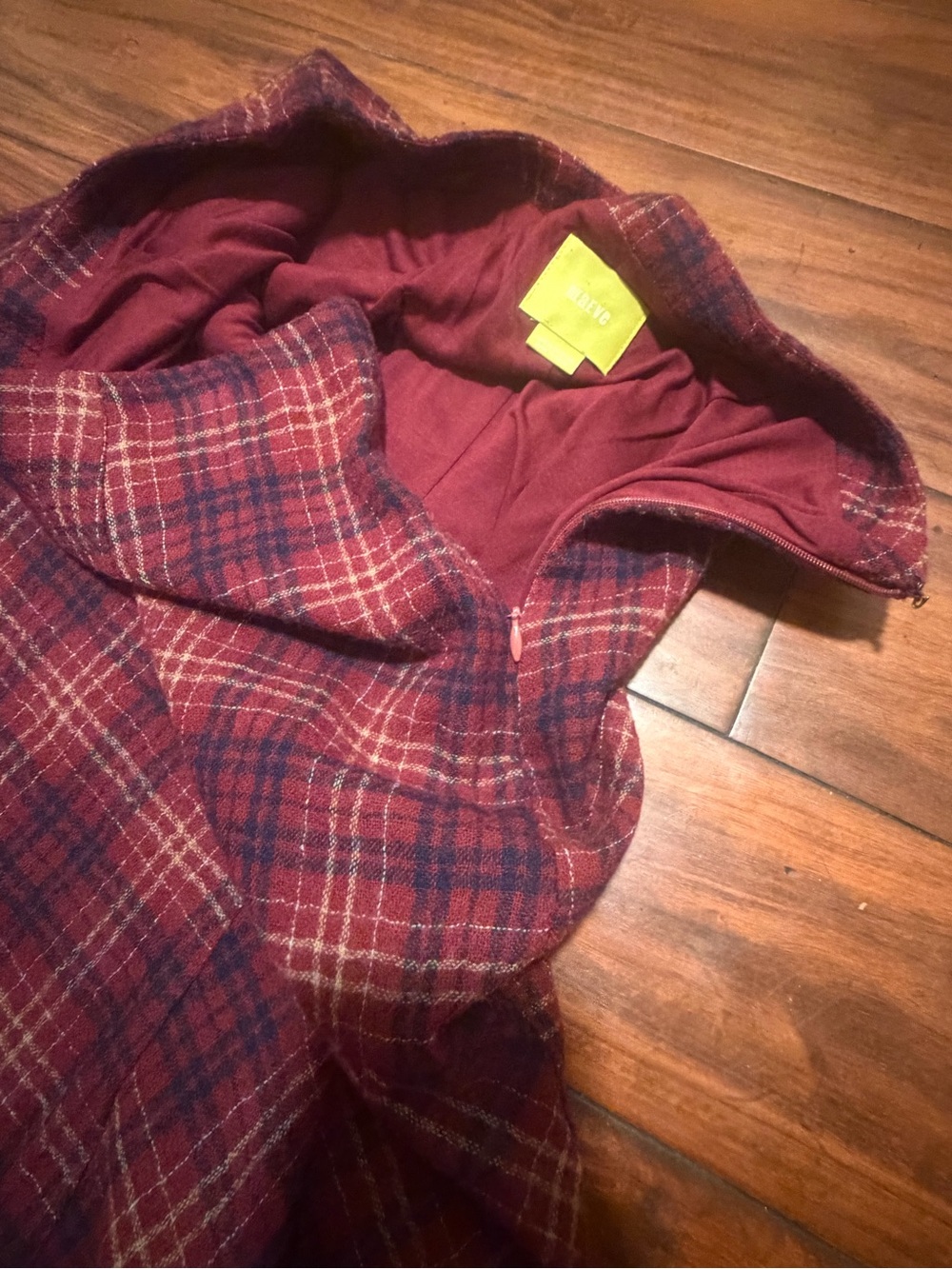 Maeve by Anthropologie Red Plaid Flared Midi Skirt wool, rayon blend sizes 8 - Picture 12 of 13